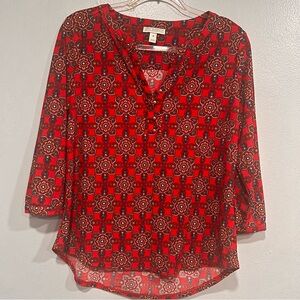 Dana Buchman  floral print  3/4 sleeves blouse‎ size M